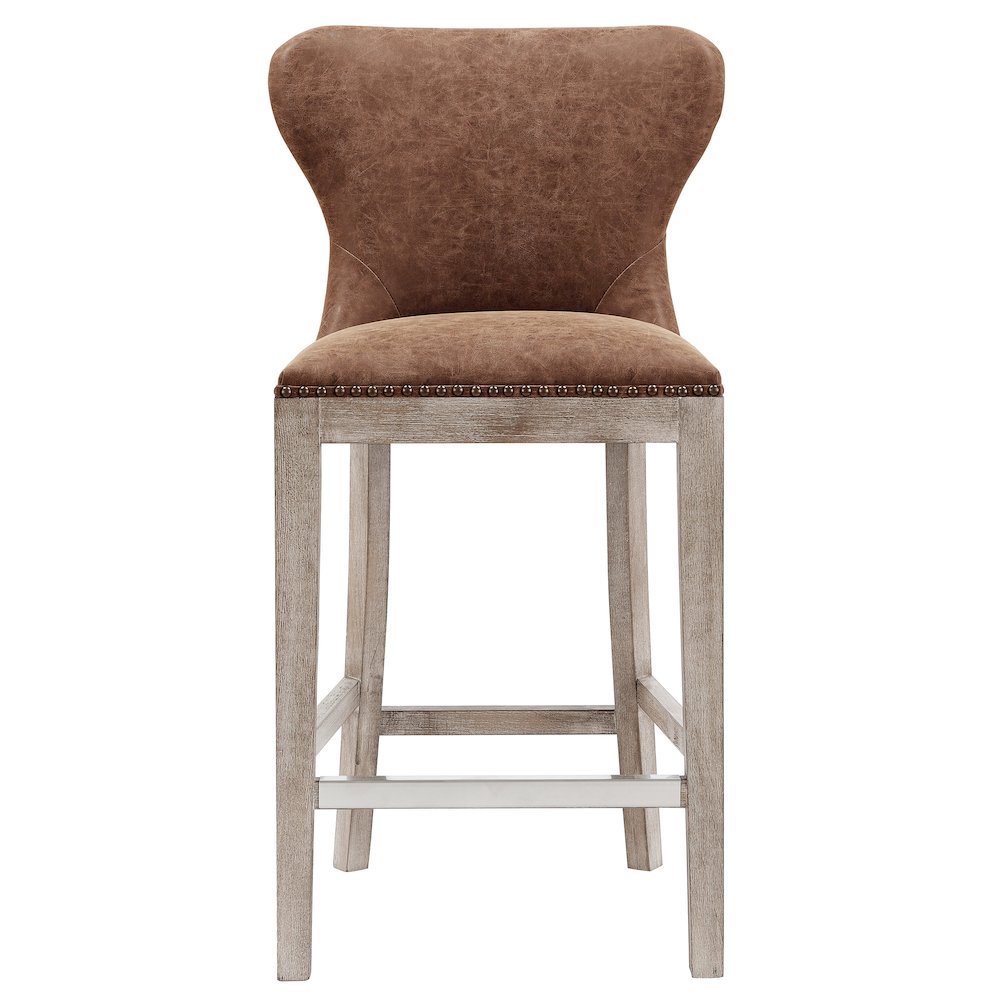 Dorsey Faux Leather Counter Stool Drift Wood Legs