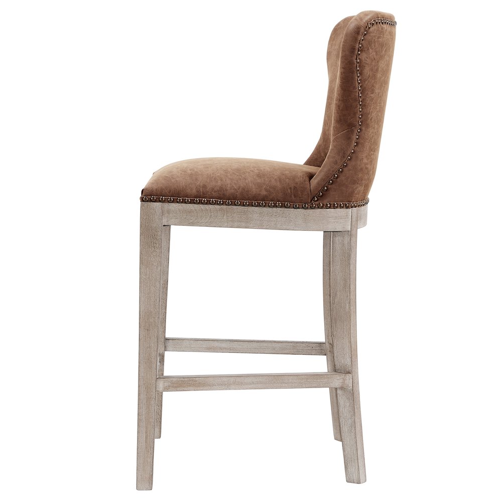 Dorsey Faux Leather Counter Stool Drift Wood Legs