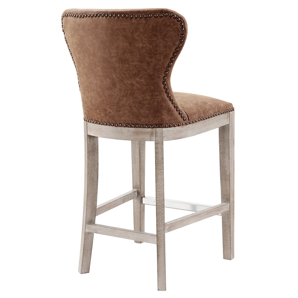 Dorsey Faux Leather Counter Stool Drift Wood Legs