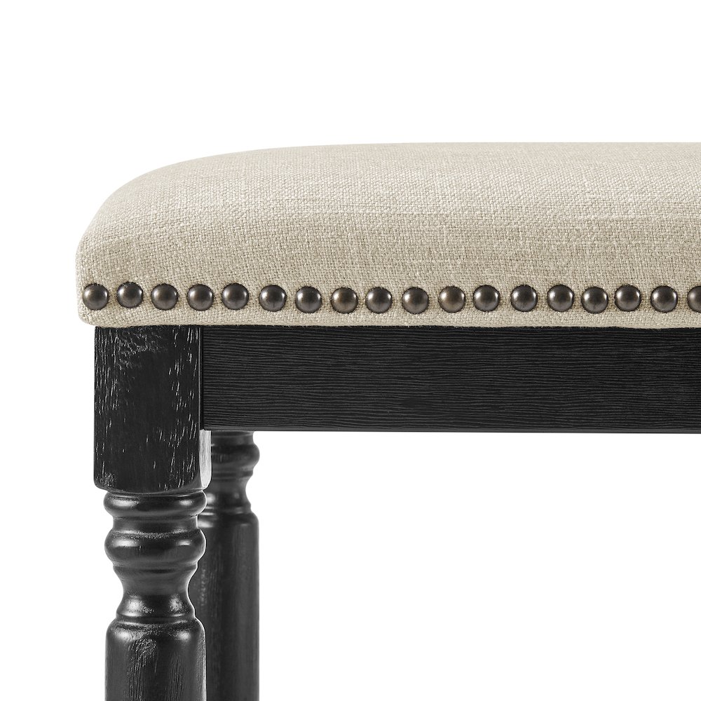 Ernie Linen Counter Stool Black Wood Legs