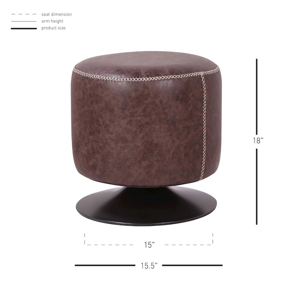 Gaia Faux Leather Round Swivel Ottoman