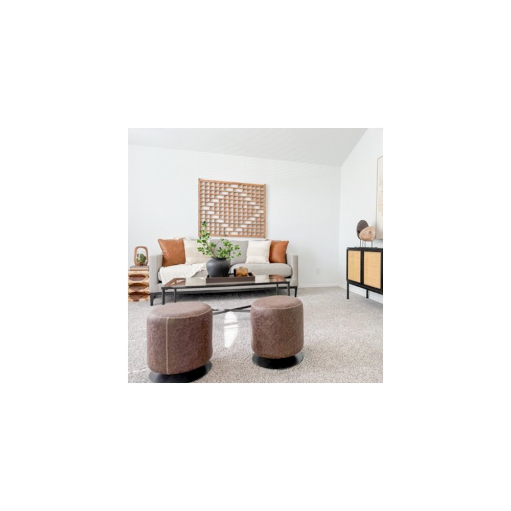 Gaia Faux Leather Round Swivel Ottoman