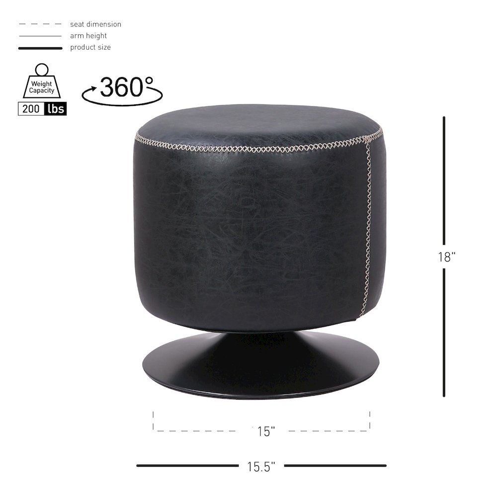 Gaia Faux Leather Round Swivel Ottoman