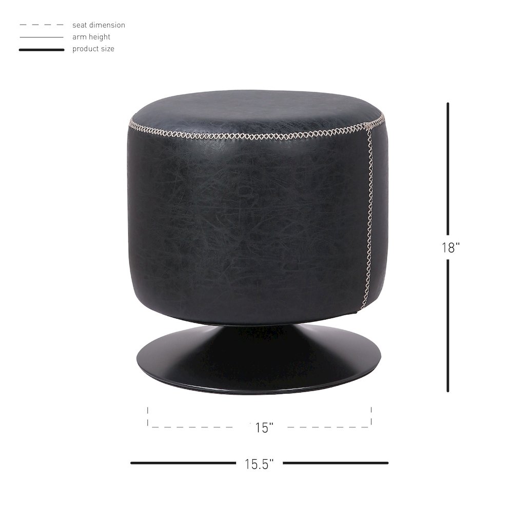 Gaia Faux Leather Round Swivel Ottoman