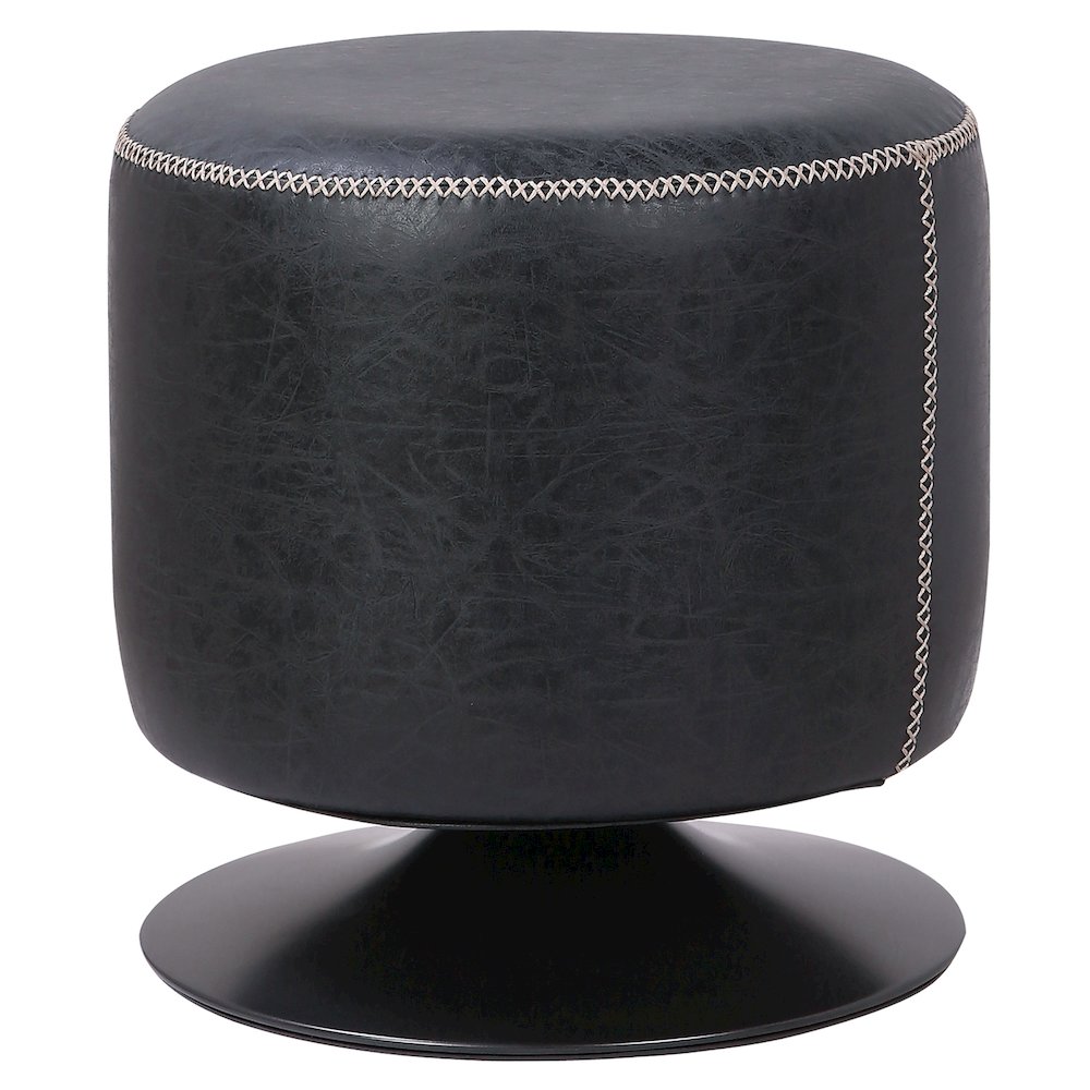 Gaia Faux Leather Round Swivel Ottoman