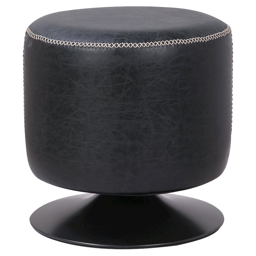 Gaia Faux Leather Round Swivel Ottoman