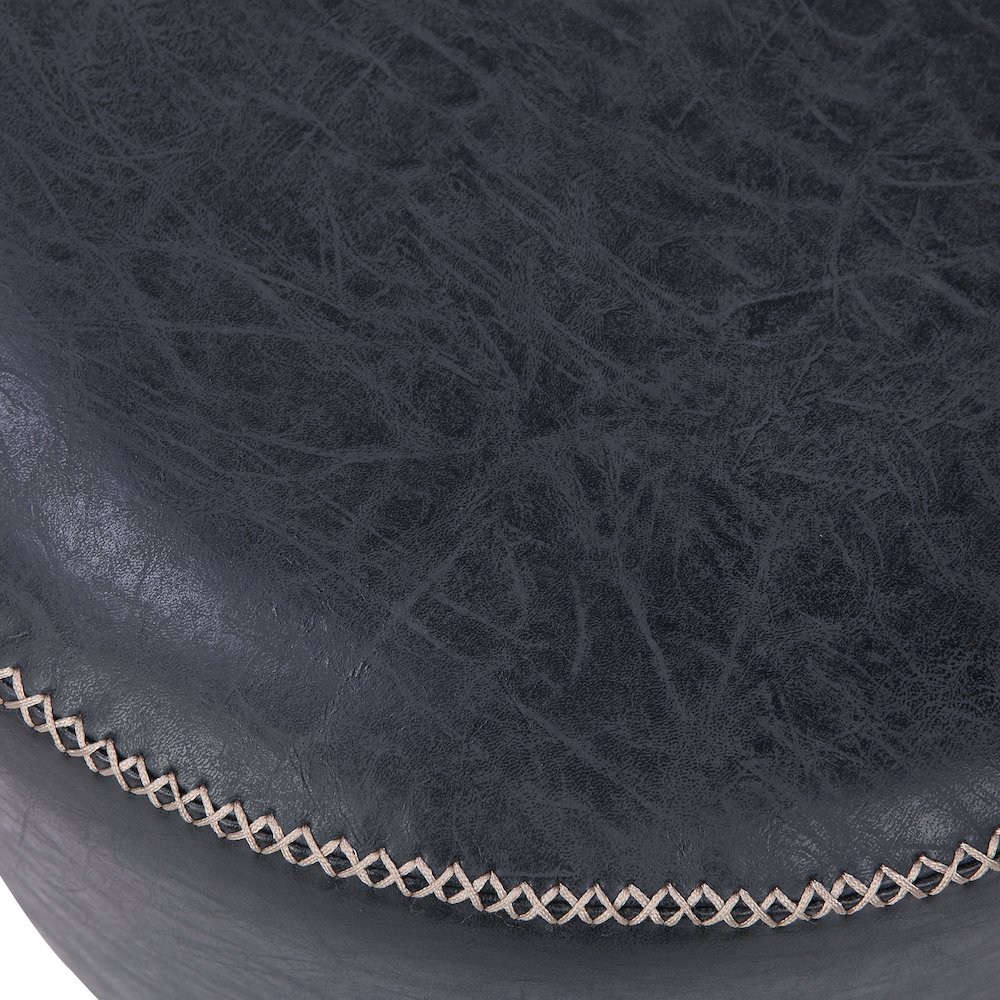Gaia Faux Leather Round Swivel Ottoman