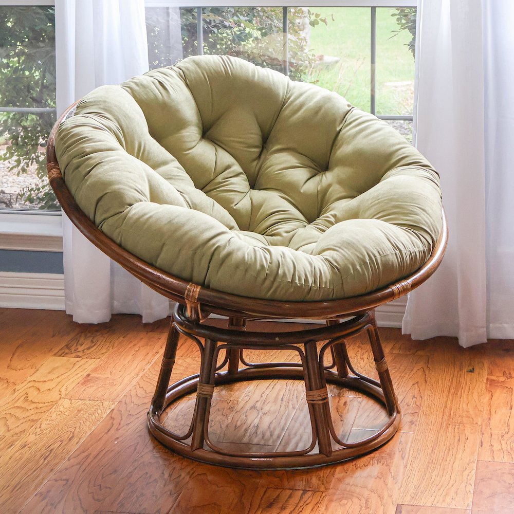 Rattan 42-Inch Papasan Chair with Micro Suede Cushion