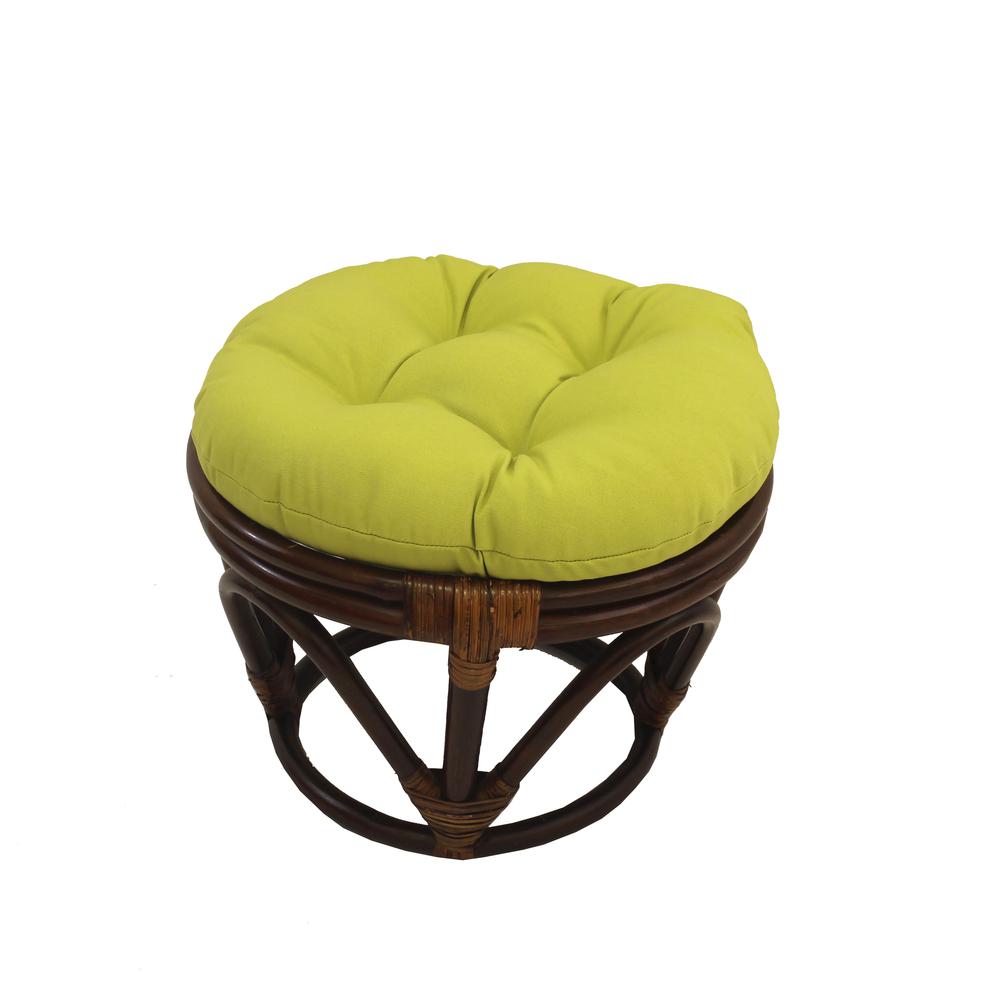 Rattan Footstool with Twill Cushion