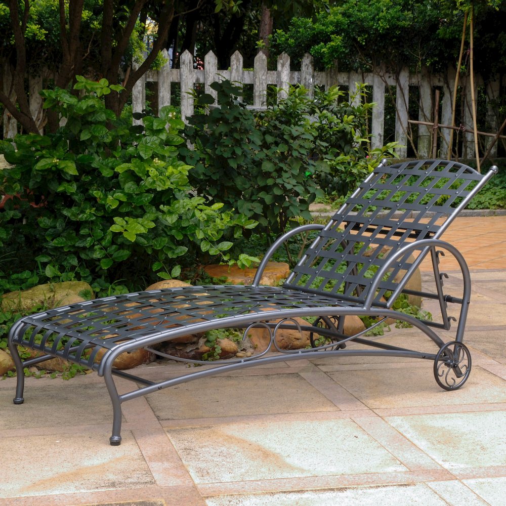 Santa Fe Nailhead Iron Multi-position Chaise Lounge