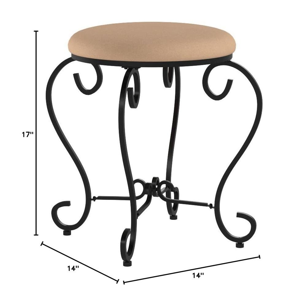 Round Iron Vanity Stool with Cushion