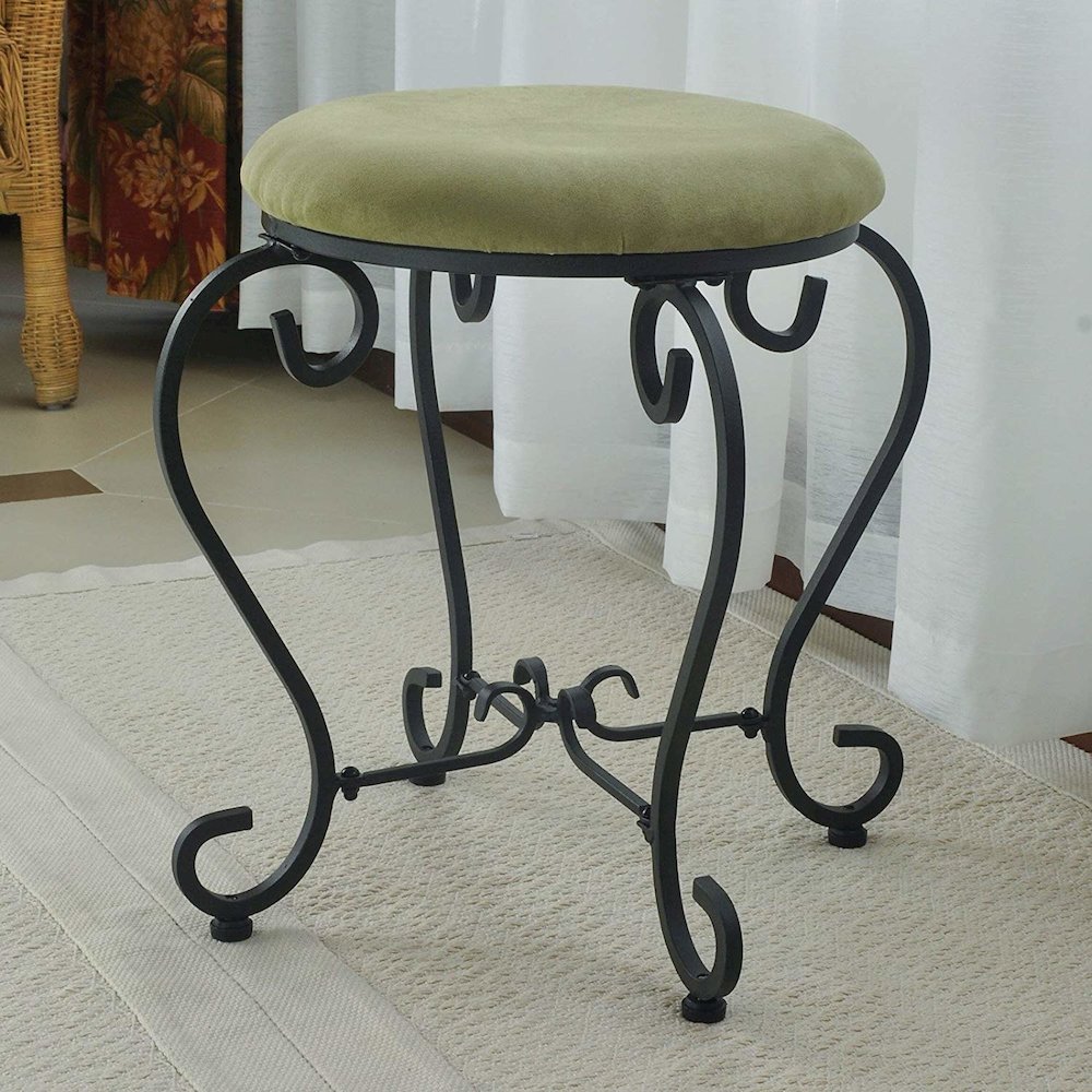 Round Iron Vanity Stool with Cushion