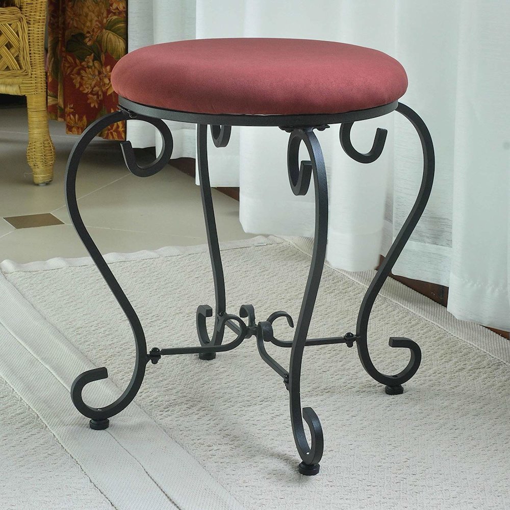 Round Iron Vanity Stool with Cushion