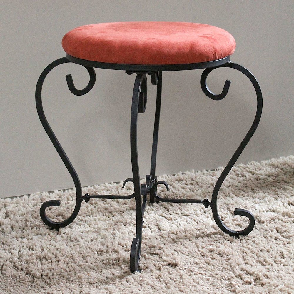 Round Iron Vanity Stool with Cushion