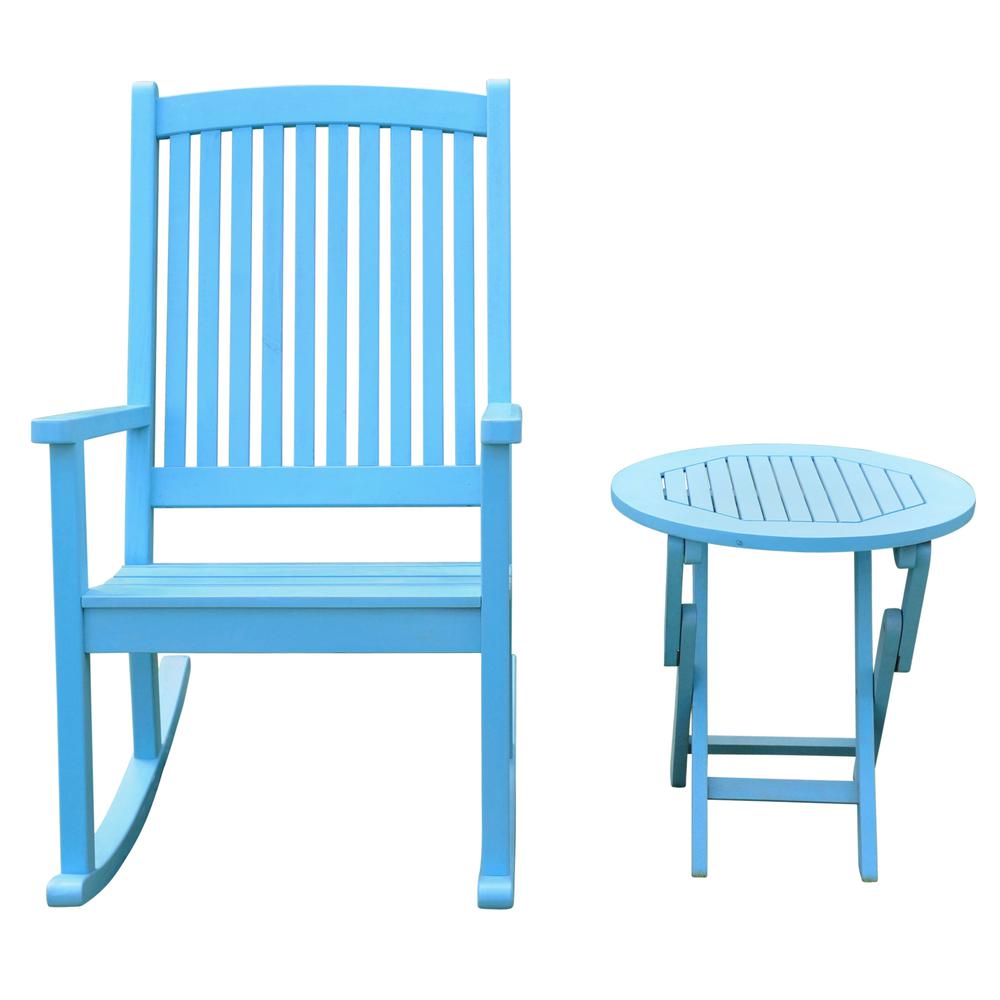 Nicosia Acacia Wood Rocker and Side Table