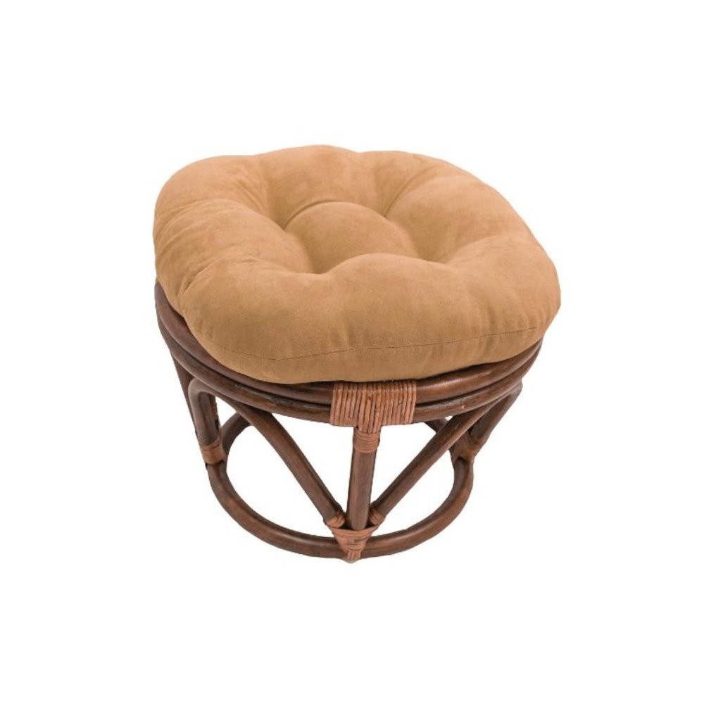 Rattan Ottoman with Micro Suede Cushion