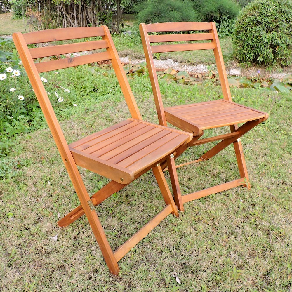 Acacia Wood Folding Chairs (Set of 2)