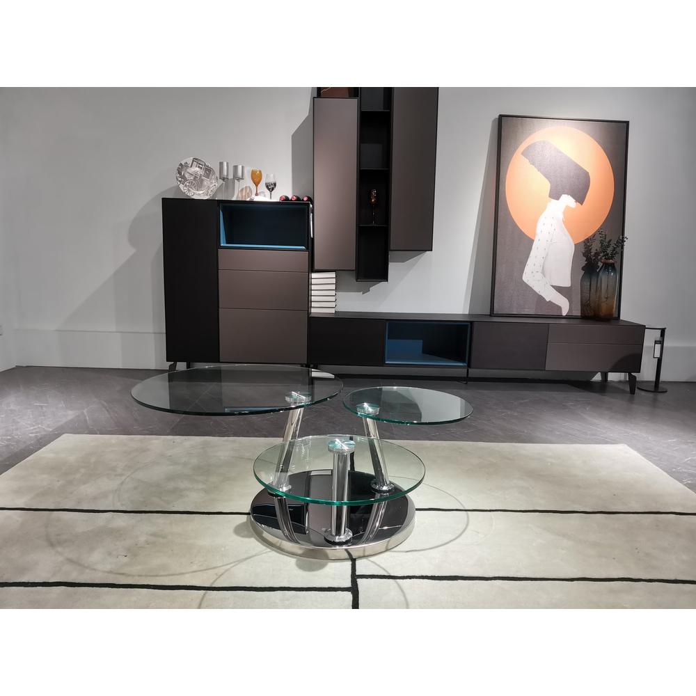 Motion Coffee Table With Clear Glass  Top & Chrome Base
