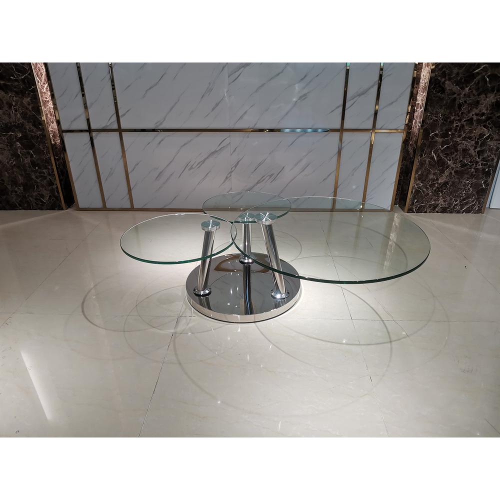 Motion Coffee Table With Clear Glass  Top & Chrome Base
