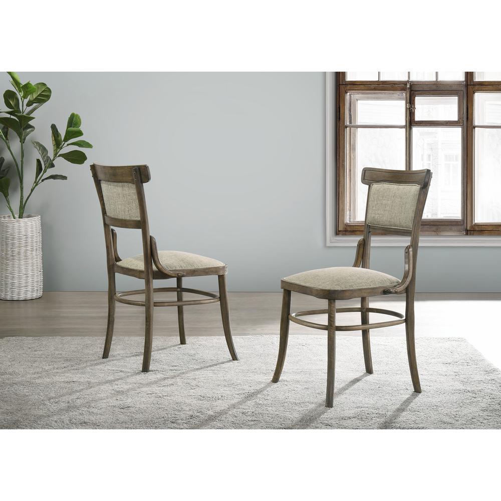 Bistro Vintage Walnut 72″ Dining Table Set with Off White Fabric Dining Chairs