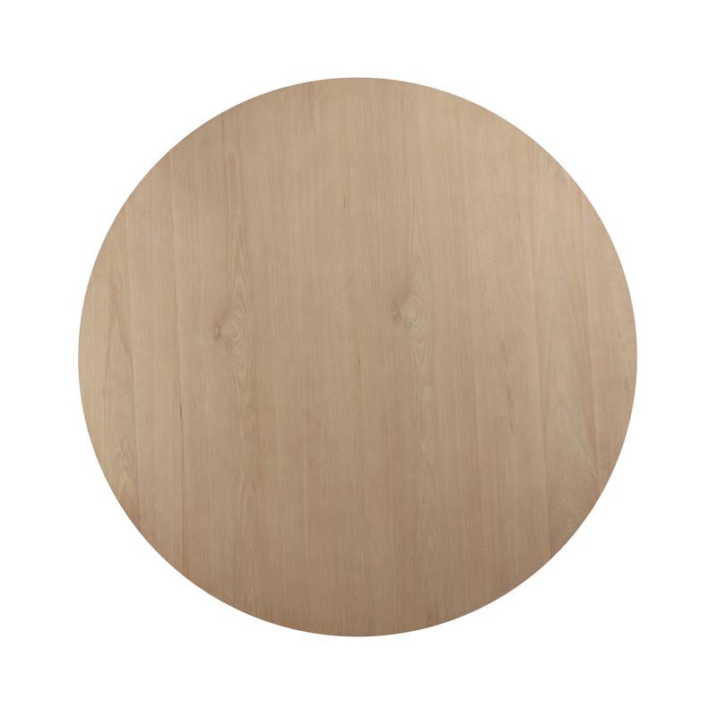 Caspian 5 Piece 59″ Round Oak Finish Dining Table Set with Gray Chairs