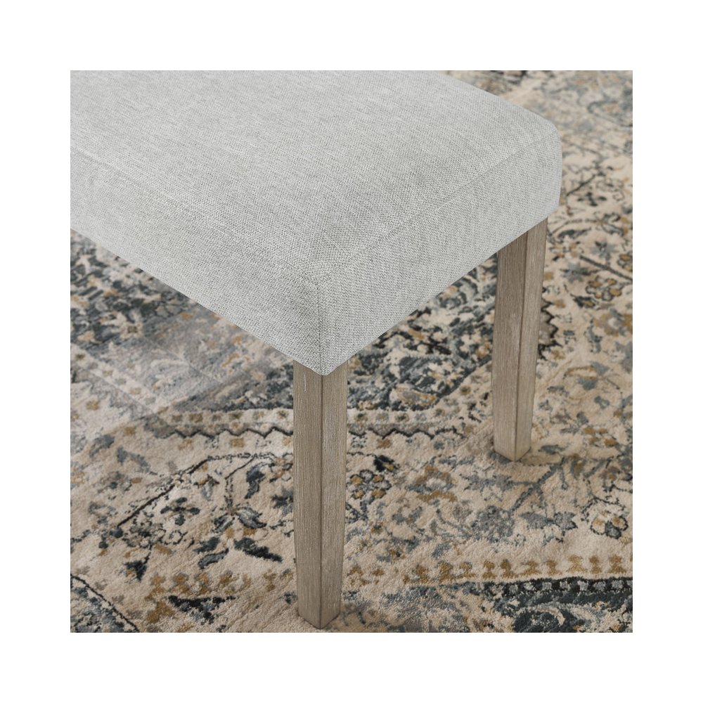 Tabitha Light Oak Finish Dining Bench with Light Gray Fabric