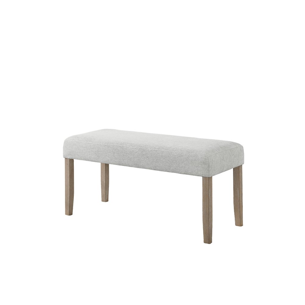 Tabitha Light Oak Finish Dining Bench with Light Gray Fabric
