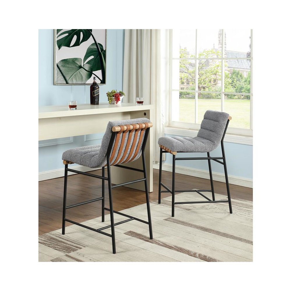 Lahni Gray Boucle Fabric Counter Height Chair