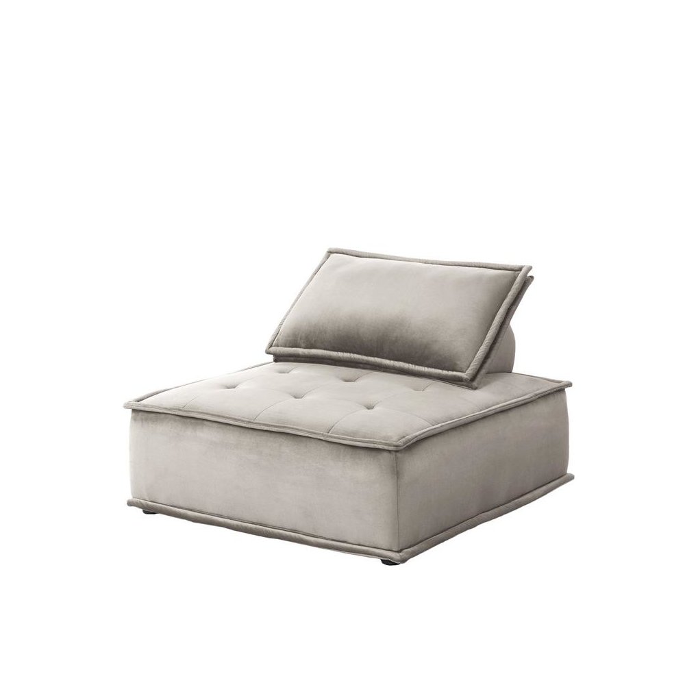 Anna Light Gray Velvet Armless Lounge Chair