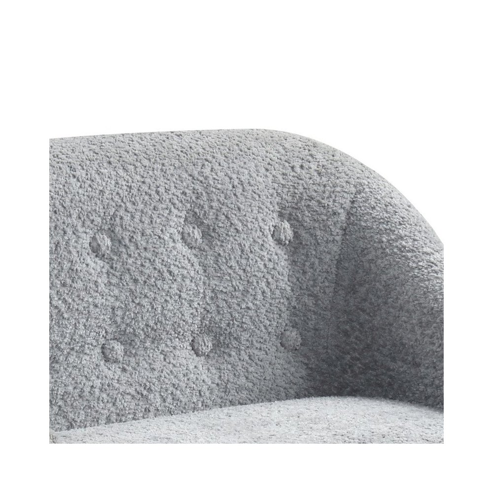Amelia 28″W Gray Chenille Kids Sofa with Tufted Back and Wooden Legs
