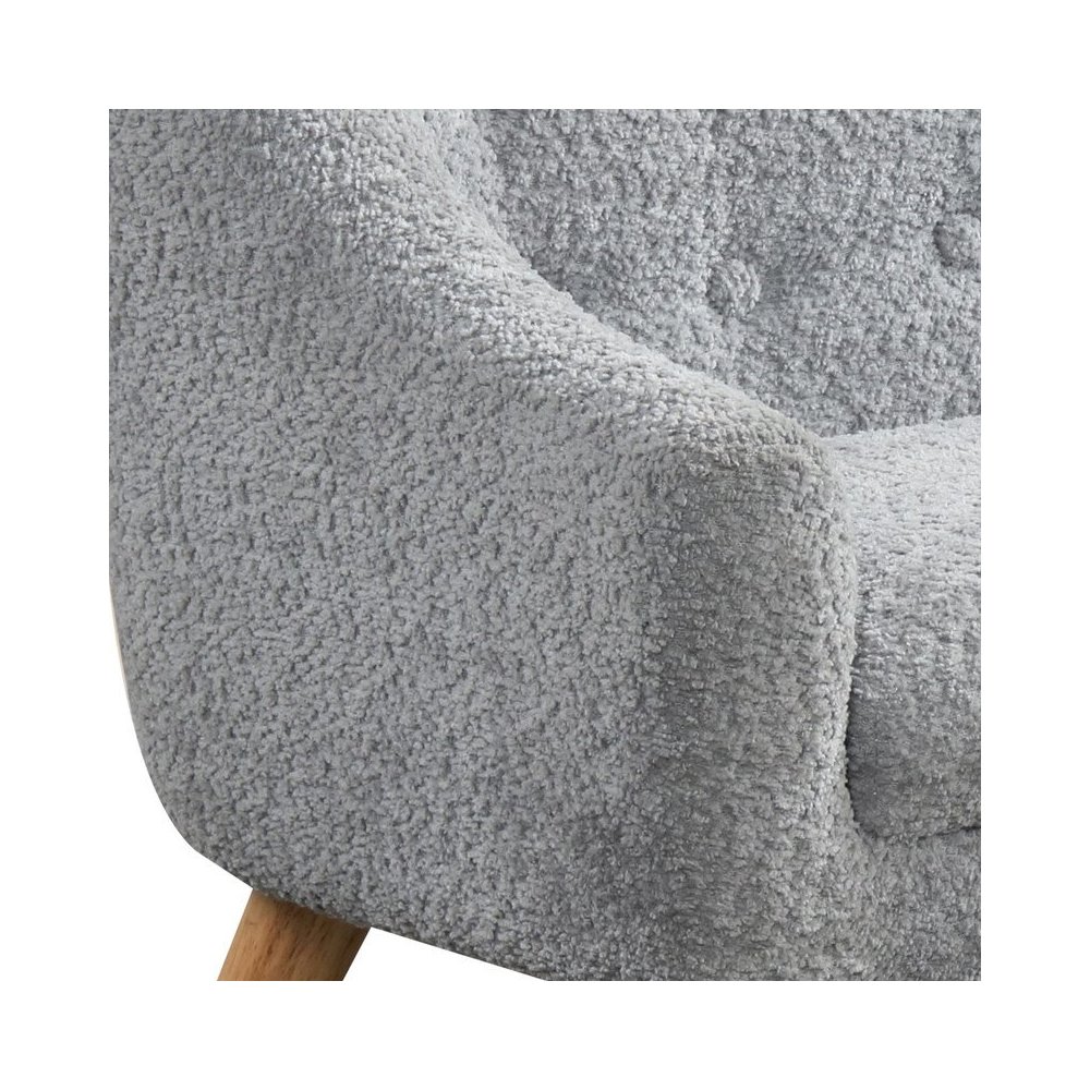 Amelia 28″W Gray Chenille Kids Sofa with Tufted Back and Wooden Legs