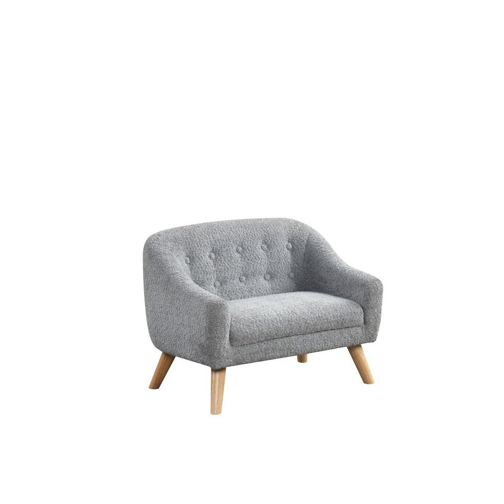 Amelia 28″W Gray Chenille Kids Sofa with Tufted Back and Wooden Legs