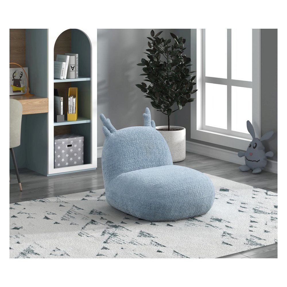 Weston 21.5″W Blue Chenille Deer-Shaped Kids Chair