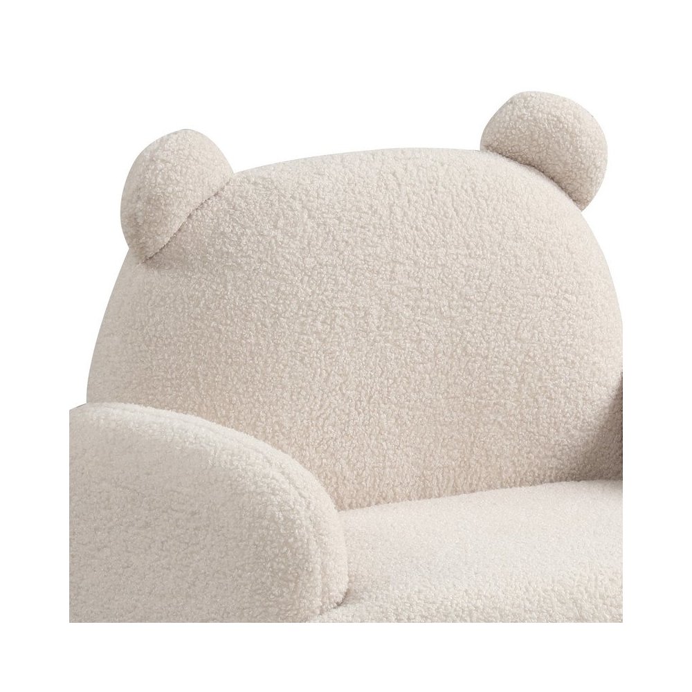 Raelynn 25.5″W Beige Sherpa Bear-Shaped Kids Armchair