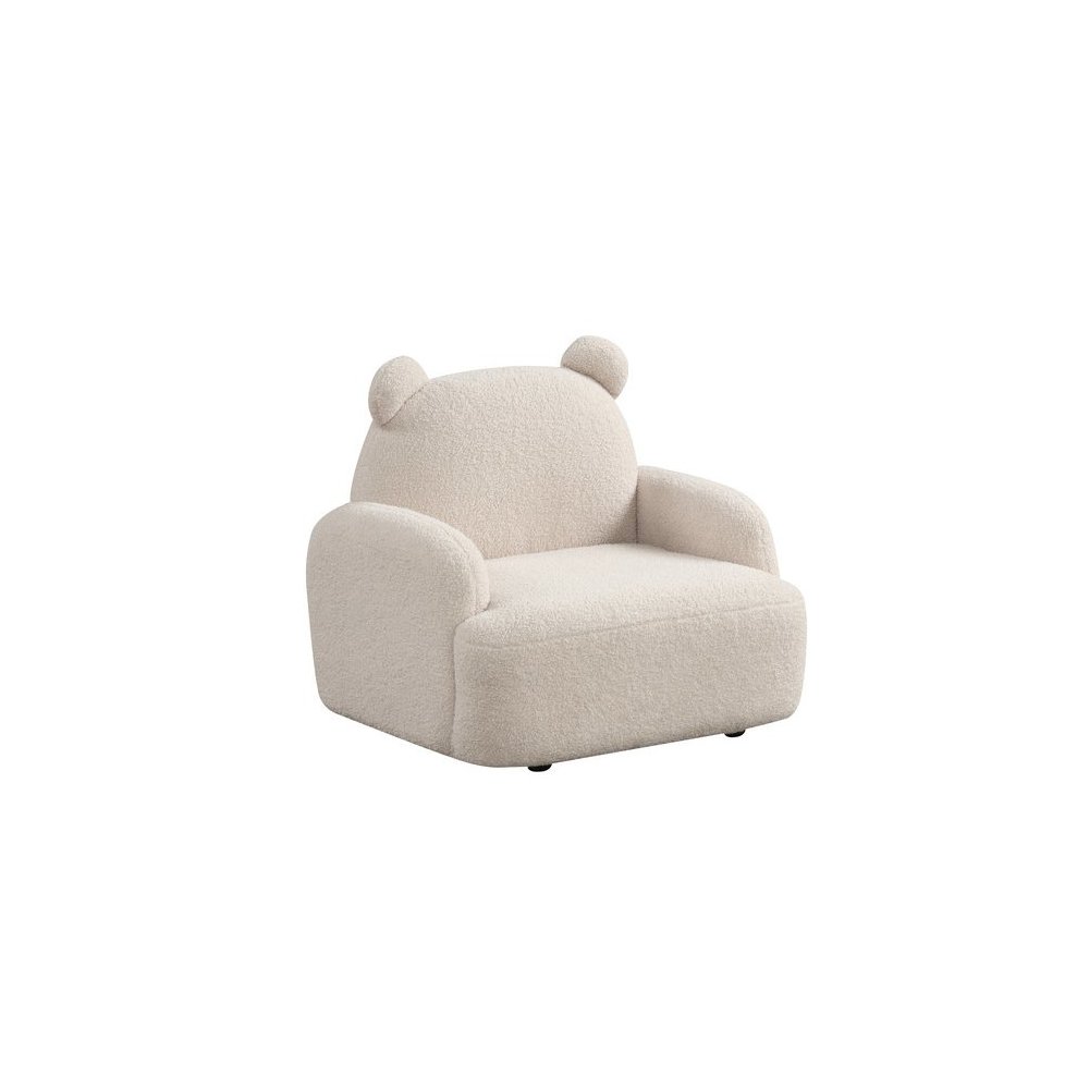 Raelynn 25.5″W Beige Sherpa Bear-Shaped Kids Armchair