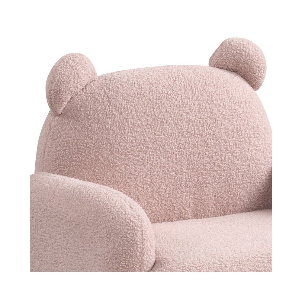 Raelynn 25.5″W Pink Sherpa Bear-Shaped Kids Armchair