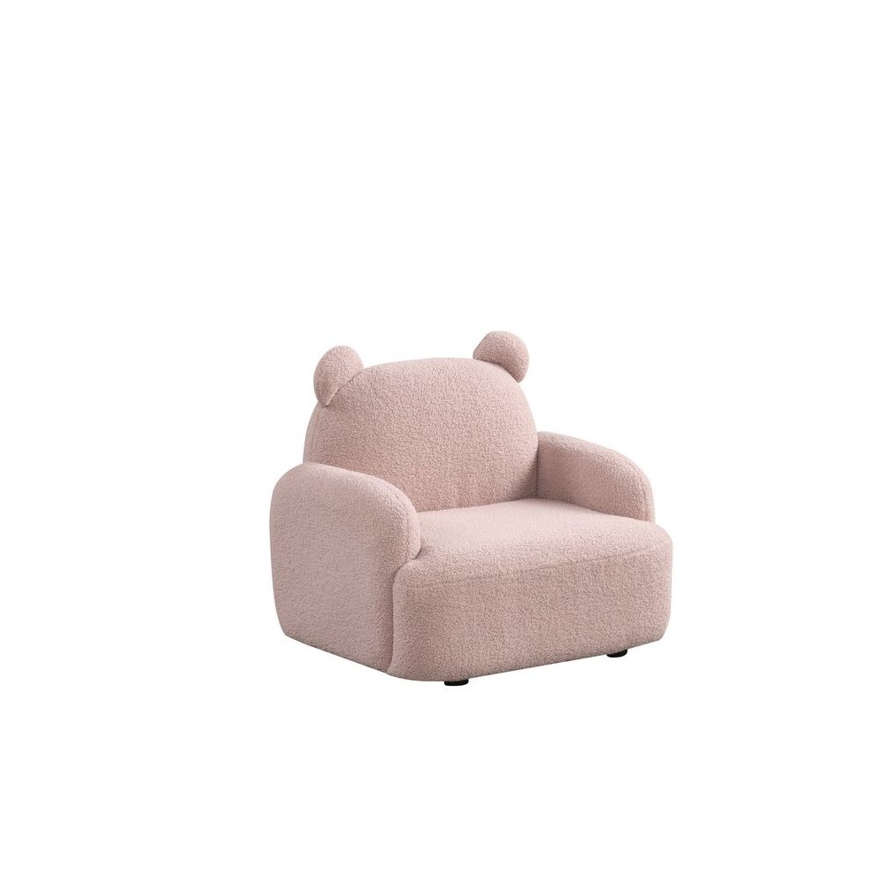 Raelynn 25.5″W Pink Sherpa Bear-Shaped Kids Armchair