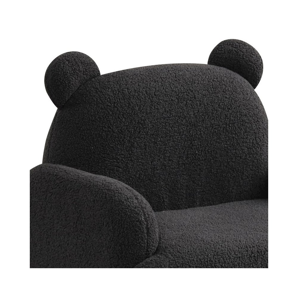 Raelynn 25.5″W Black Sherpa Bear-Shaped Kids Armchair