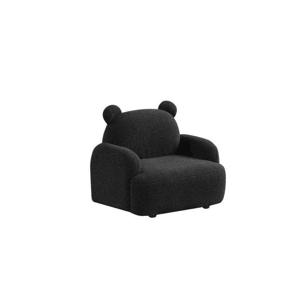 Raelynn 25.5″W Black Sherpa Bear-Shaped Kids Armchair