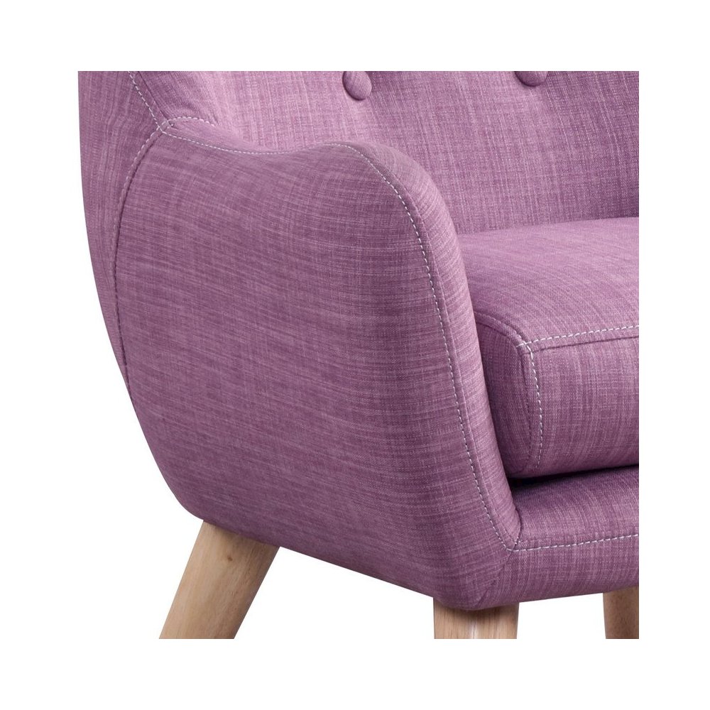 Fenix 19.5″W Pink Linen Kids Chair with Button Tufted Back and Wooden Legs