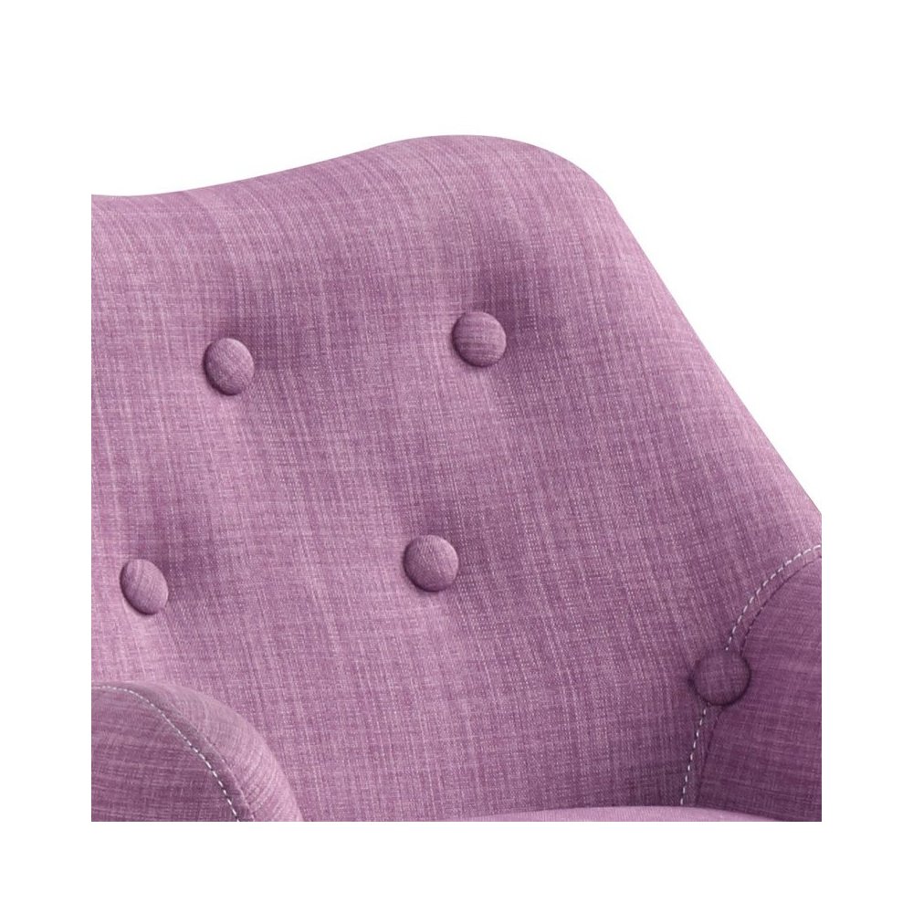 Fenix 19.5″W Pink Linen Kids Chair with Button Tufted Back and Wooden Legs