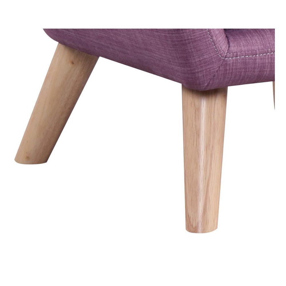 Fenix 19.5″W Pink Linen Kids Chair with Button Tufted Back and Wooden Legs