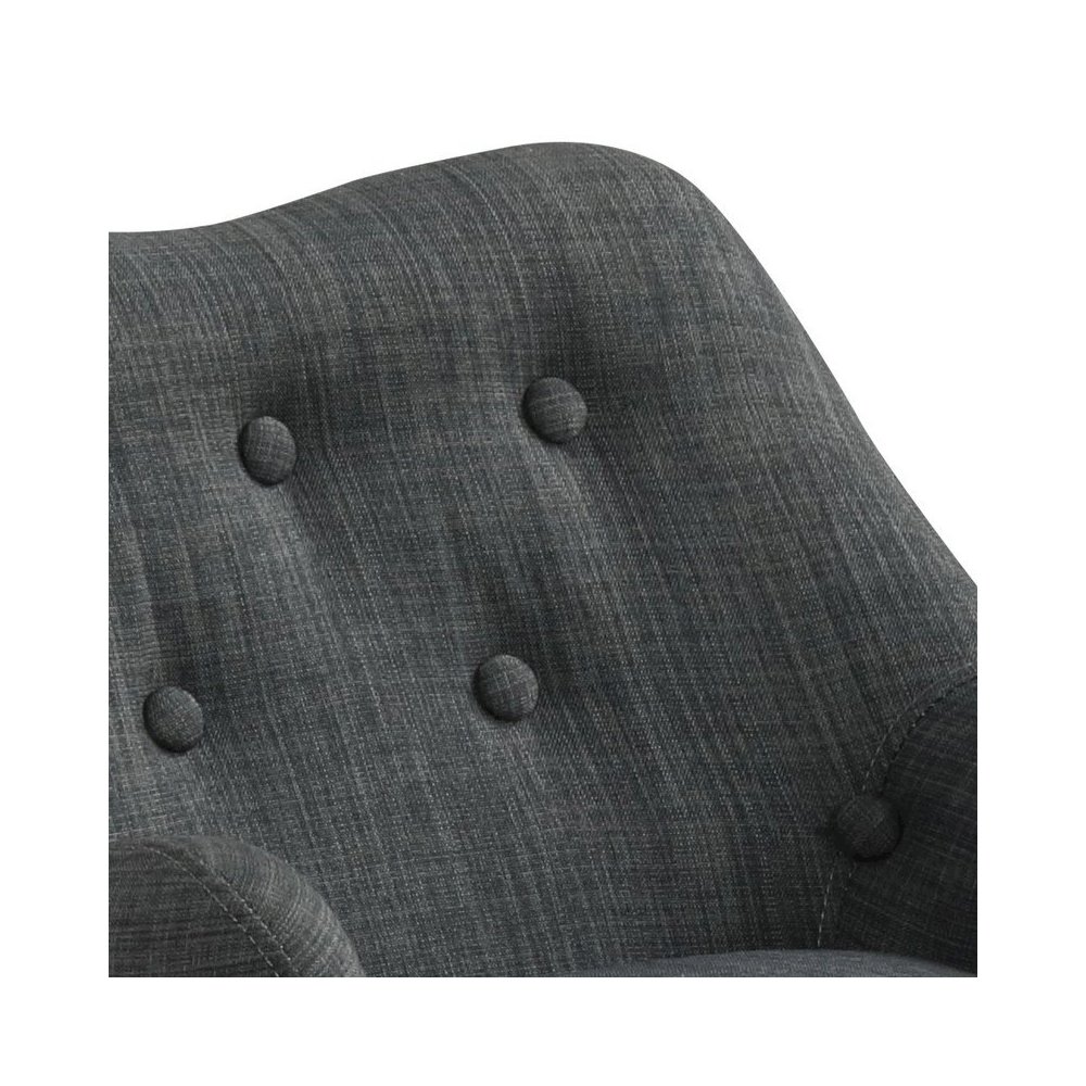Fenix 19.5″W Gray Linen Kids Chair with Button Tufted Back and Wooden Legs