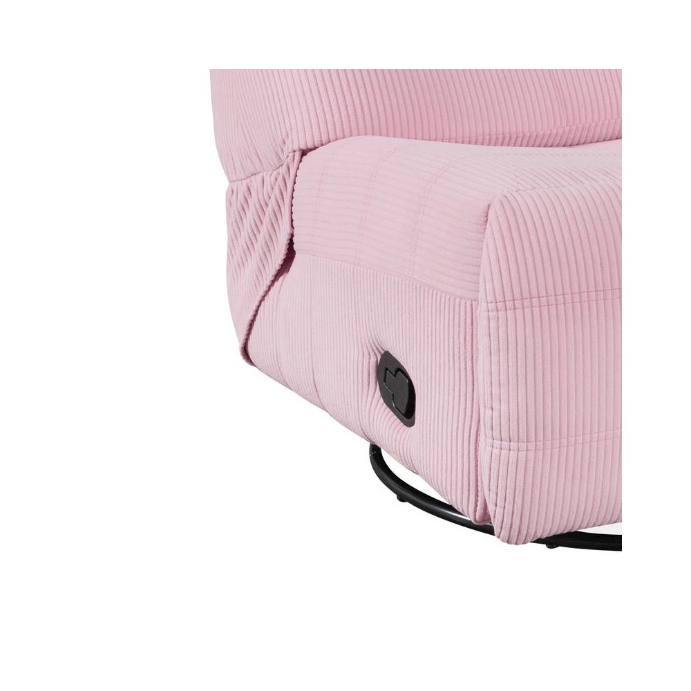Georgena Pink Corduroy Swivel Glider Recliner