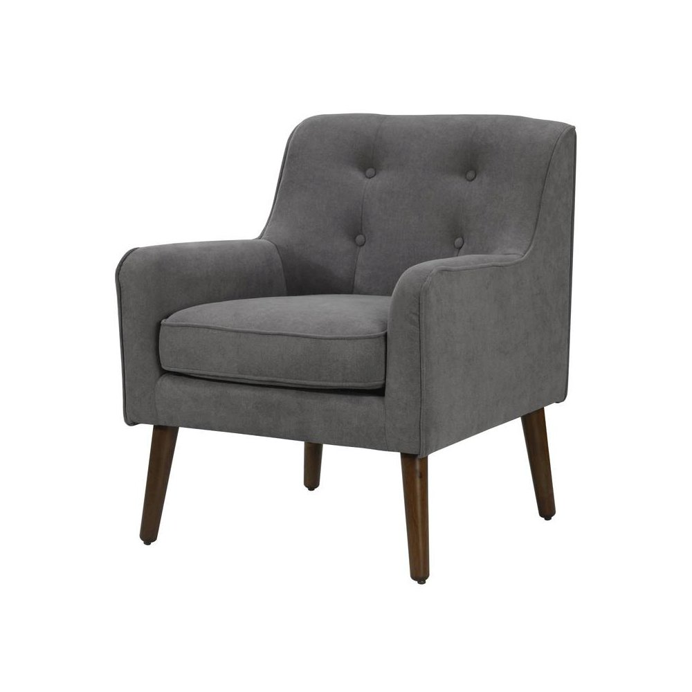 Ryder Mid Century Modern Gray Woven Fabric Tufted Armchair