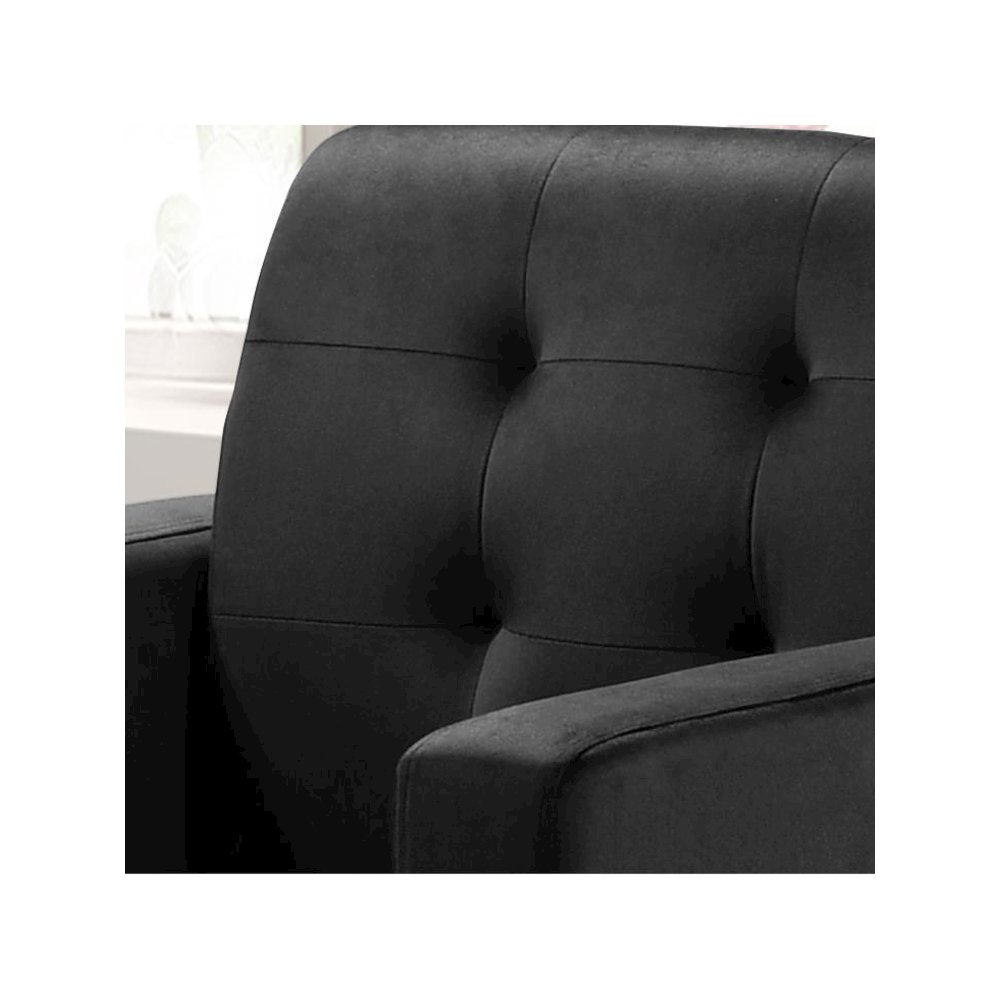 Hale Black Velvet Accent Armchair with Tufting