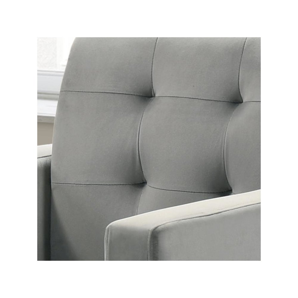 Hale Light Gray Velvet Accent Armchair with Tufting