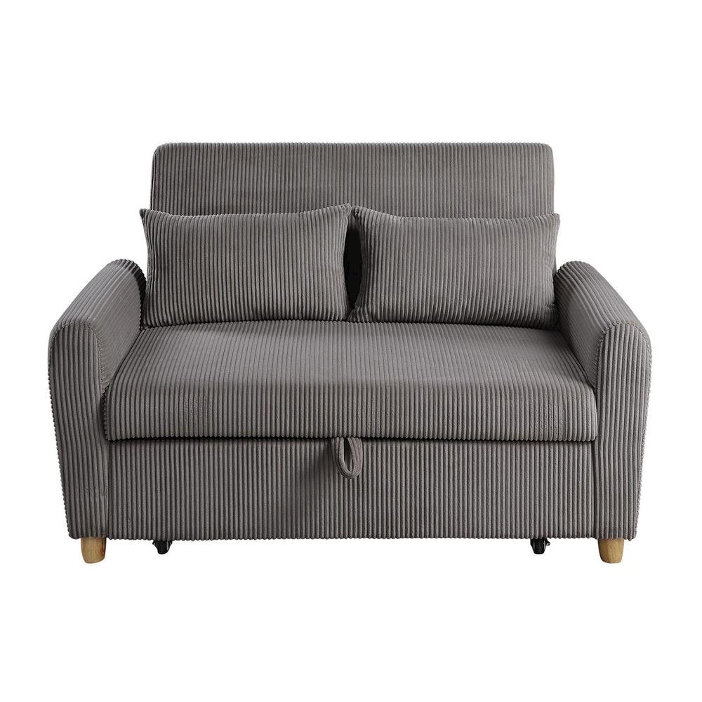 Justine 54″W Brown Corduroy Convertible Sleeper Loveseat