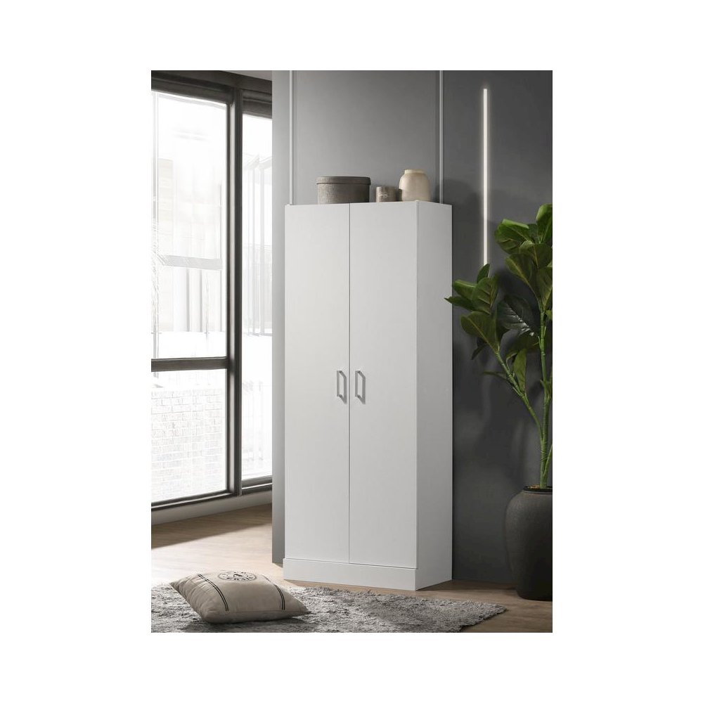 Alara White 60″ Height Simplistic Modern Double Door Storage Cabinet