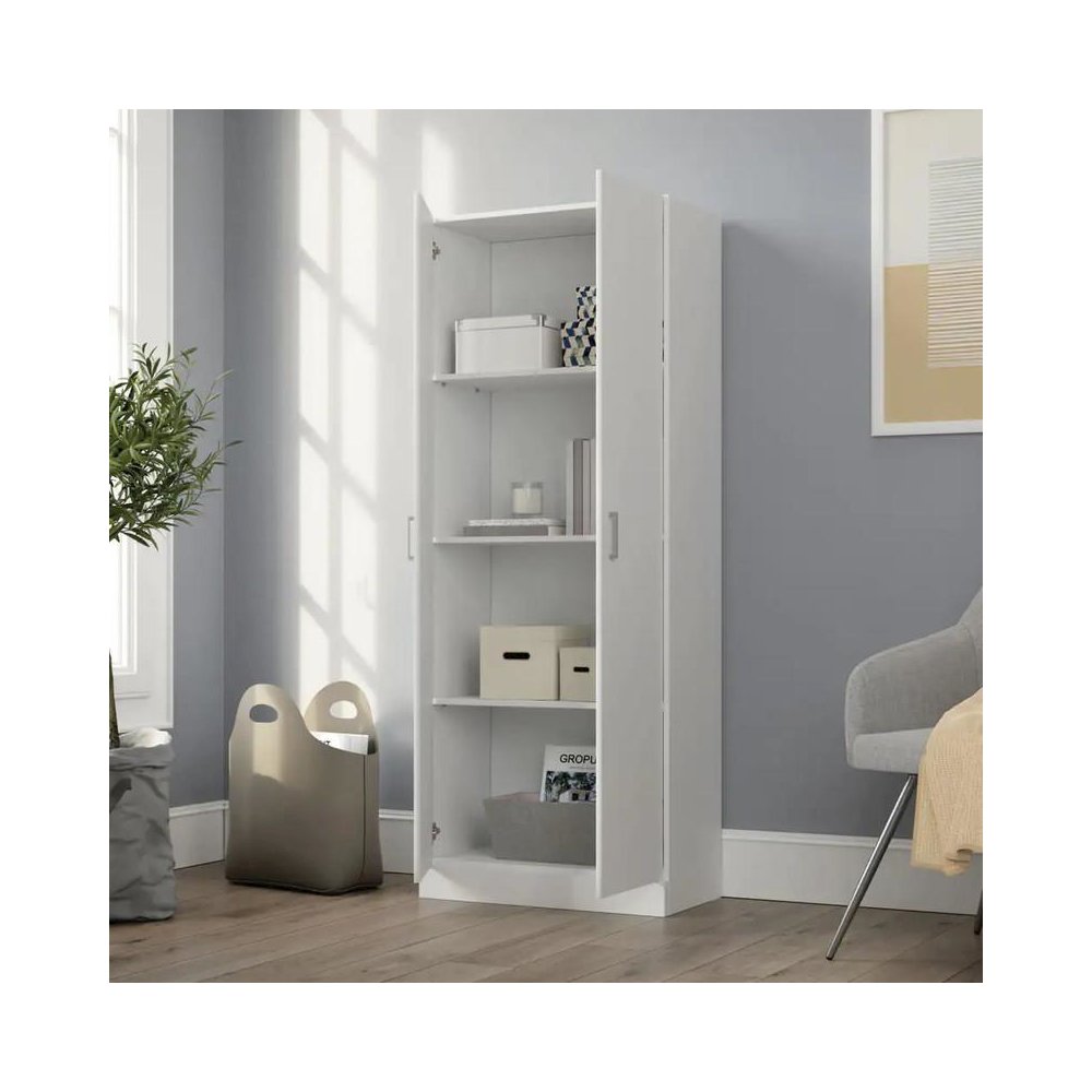 Alara White 60″ Height Simplistic Modern Double Door Storage Cabinet